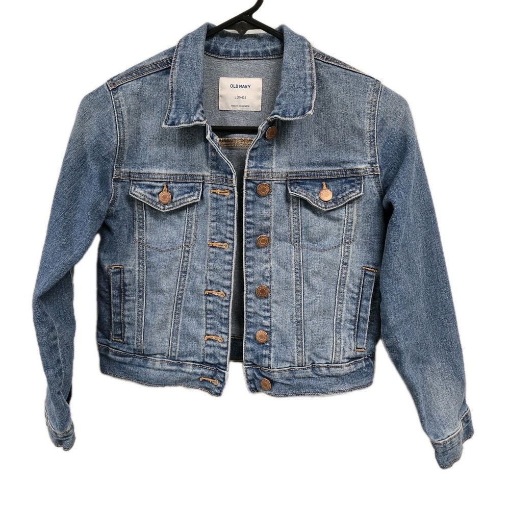 Old Navy Girls Button Up Blue Jean Denim Jacket Size Large 10-12 Country Cowgirl